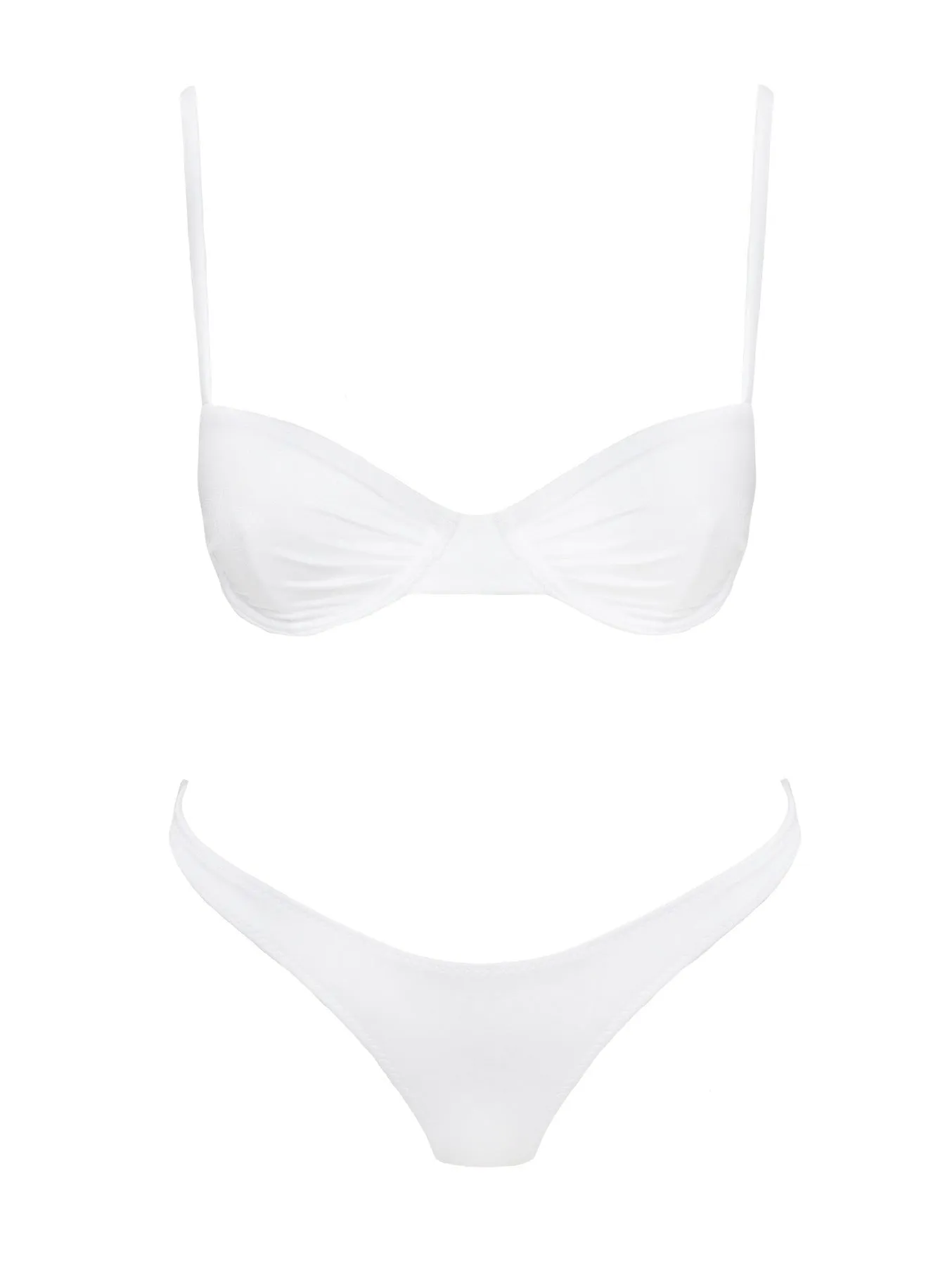 Sadley High Cut Shine Bikini Bottoms White