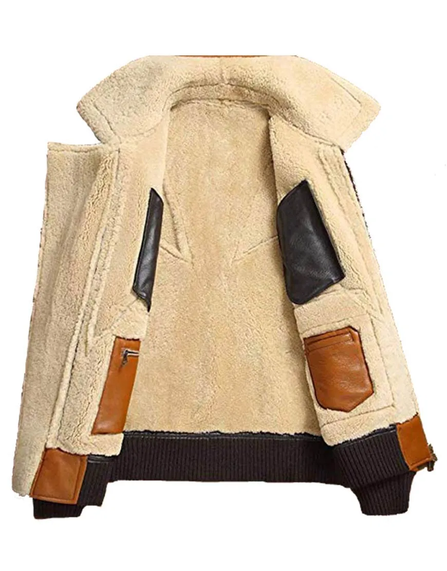 Shearling Sheepskin Bomber Leather Jacket | ujackets.com |Free Shipping