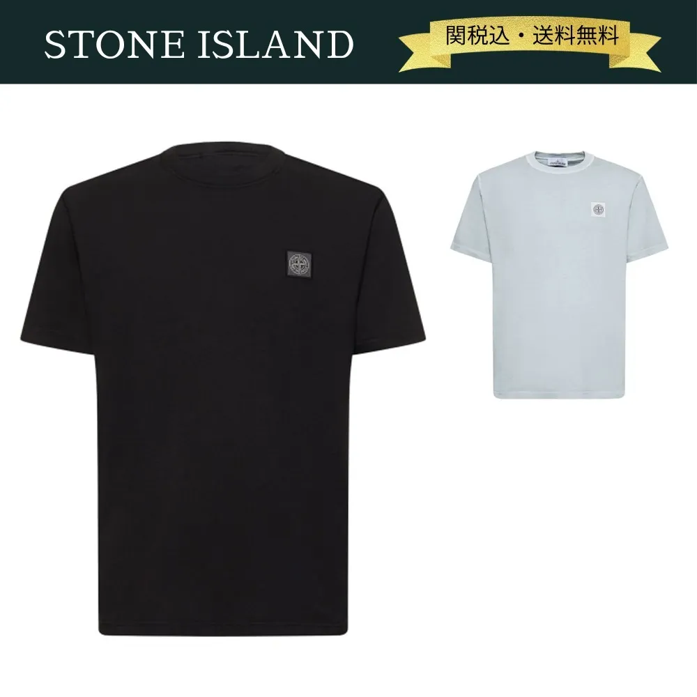 STONE ISLAND  |Crew Neck Cotton Short Sleeves Logo Crew Neck T-Shirts