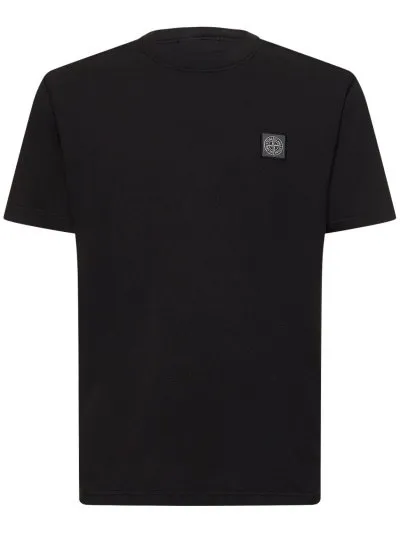 STONE ISLAND  |Crew Neck Cotton Short Sleeves Logo Crew Neck T-Shirts