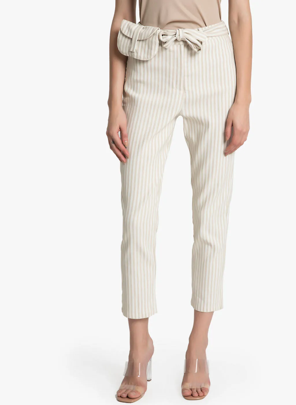 Striped Trouser With Pouch Belt