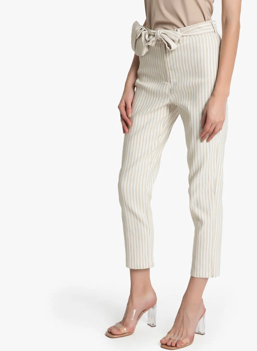 Striped Trouser With Pouch Belt