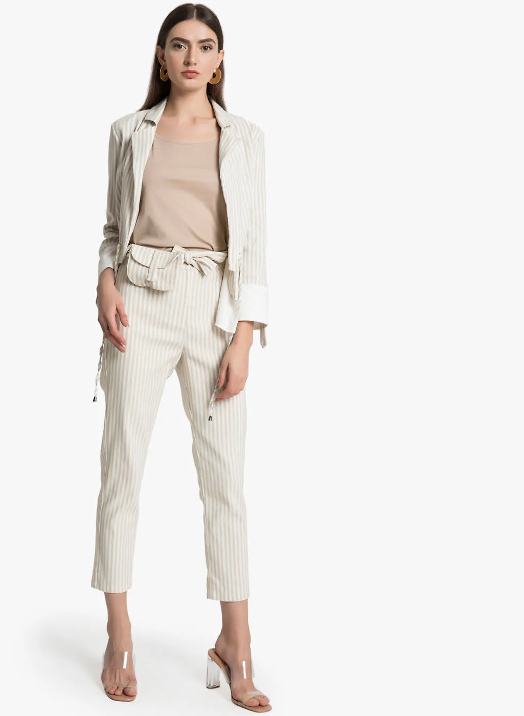 Striped Trouser With Pouch Belt