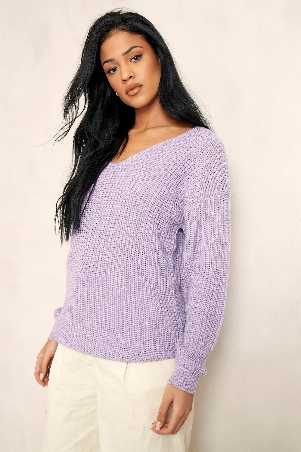 Tall Basic V-Neck Longline Sweater