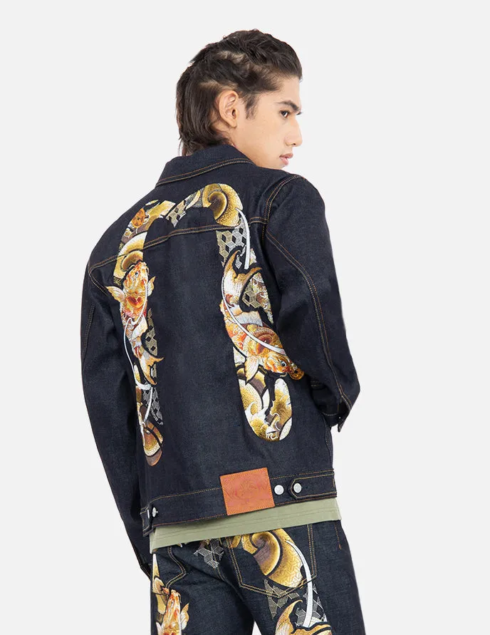 Tattoo Koi Daicock Embroidery Denim Jacket