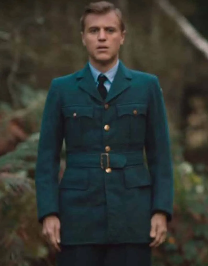 The Dig Johnny Flynn Coat | Rory Lomax Green Coat | Ujackets.com