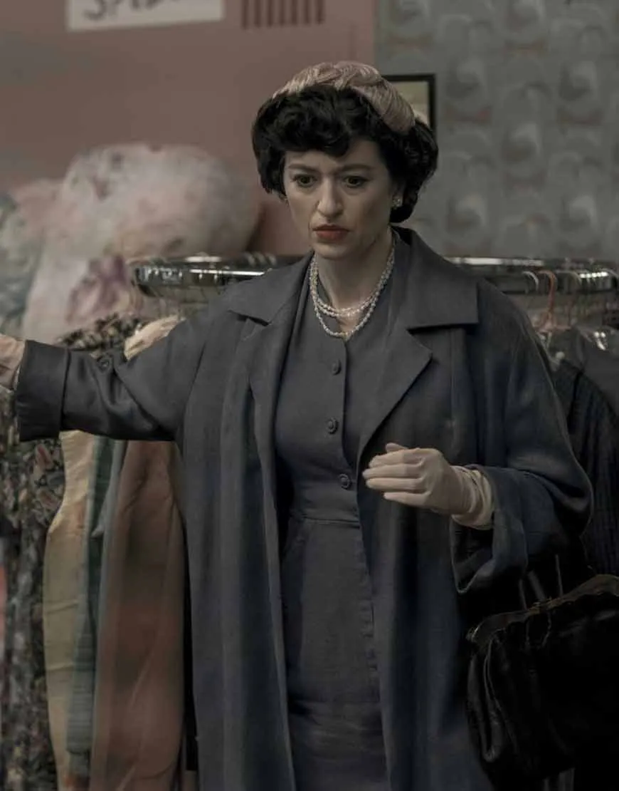 The Queen's Gambit Marielle Heller Coat | Alma Wheatley Grey Coat