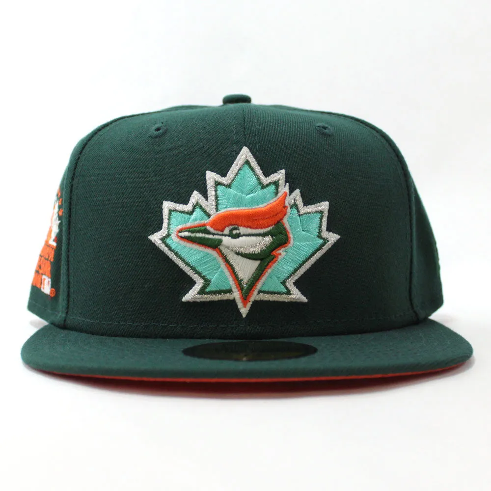 Toronto Blue Jays 1991 World Series New Era 59Fifty Fitted Hat (Glow in the Dark Dark Green Pink Under Brim)