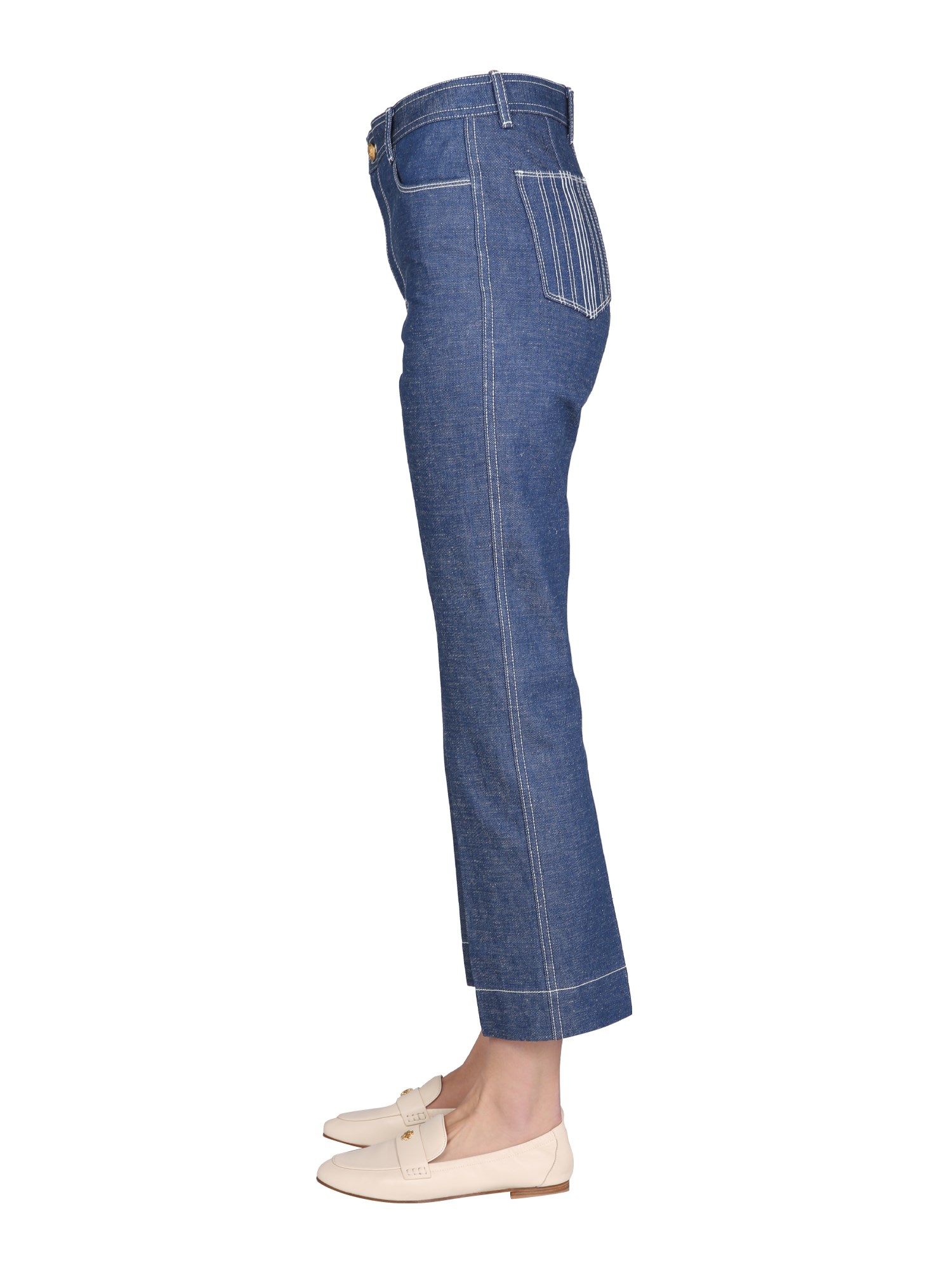 TORY BURCH    WIDE LEG COTTON DENIM JEANS