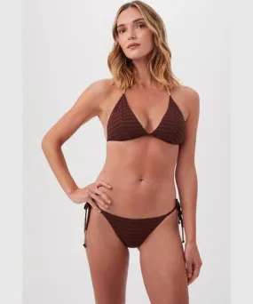 Trina Turk Glimmer Metallic Triangle Halter Bikini Top / Totem Brown 14