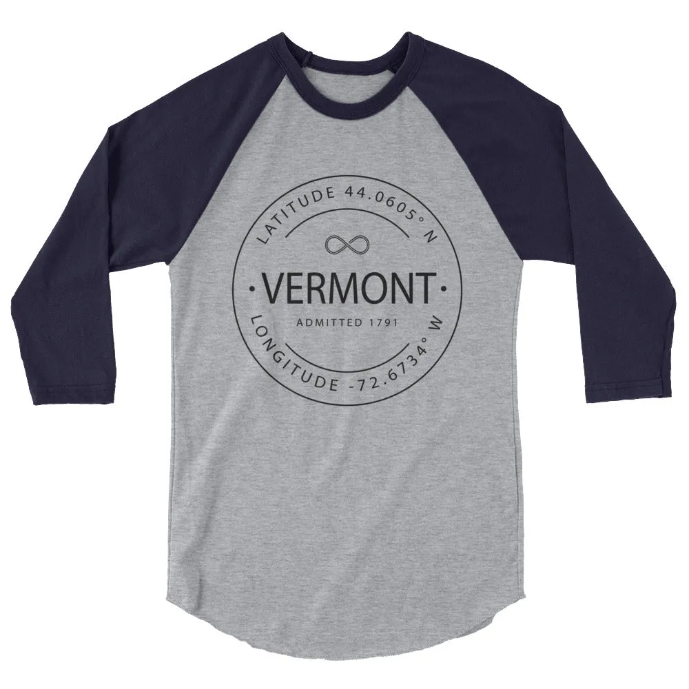 Vermont - 3/4 Sleeve Raglan Shirt - Latitude & Longitude