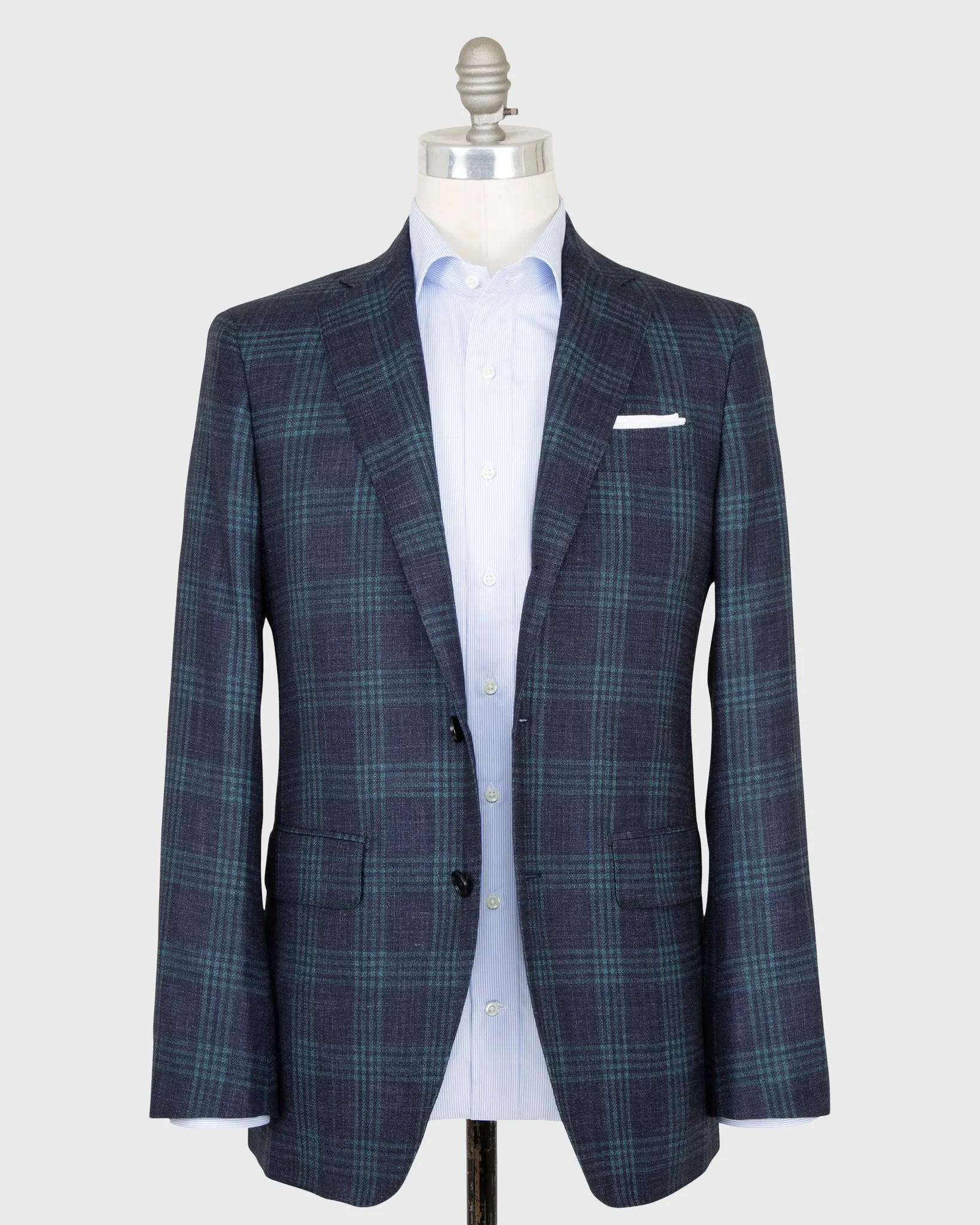 Virgil No. 2 Jacket in Navy/Seaglass Plaid Hopsack