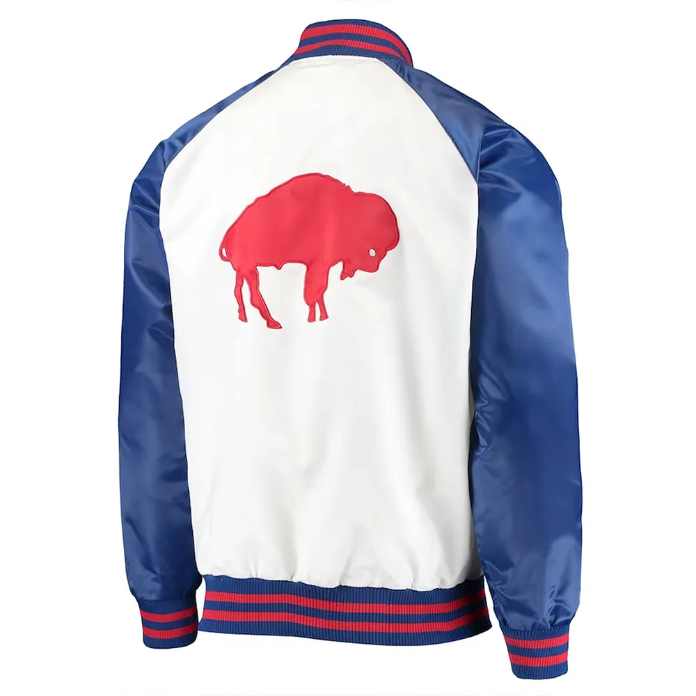 White/Royal Clean Up Throwback Buffalo Bills Satin Jacket