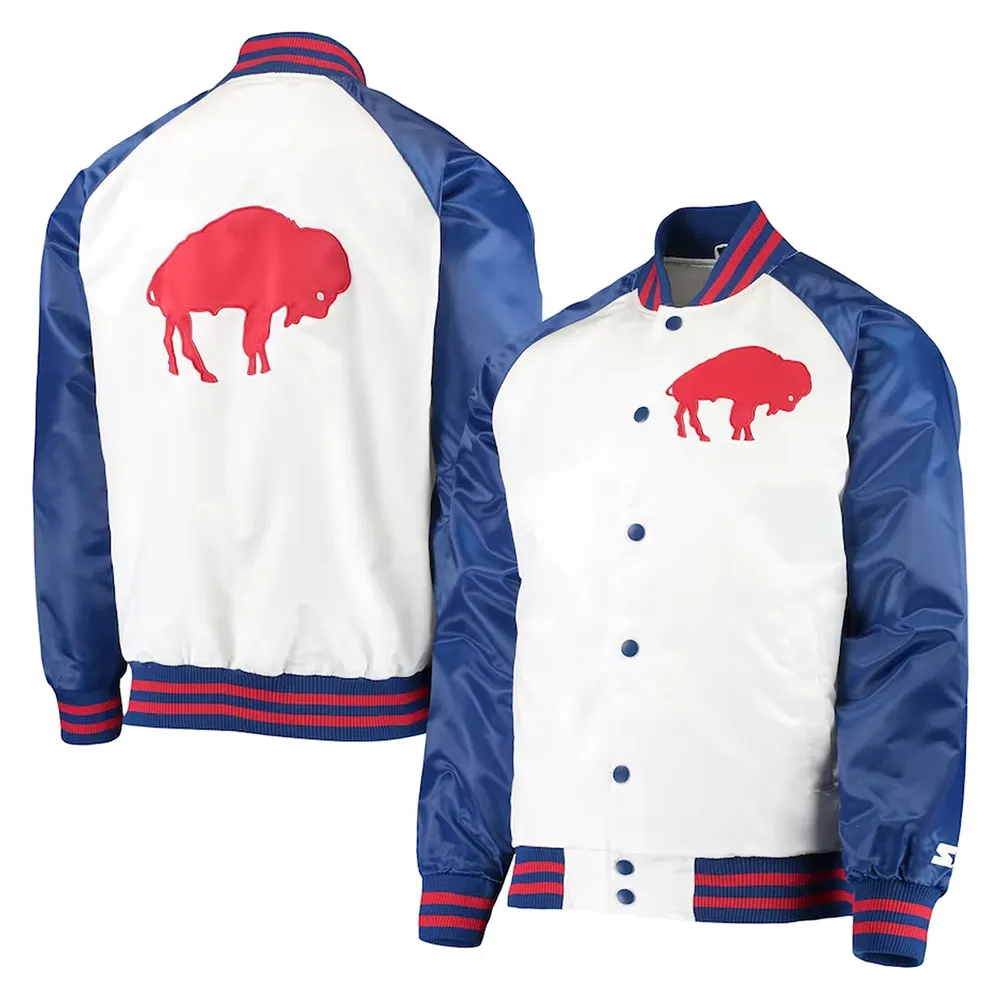 White/Royal Clean Up Throwback Buffalo Bills Satin Jacket