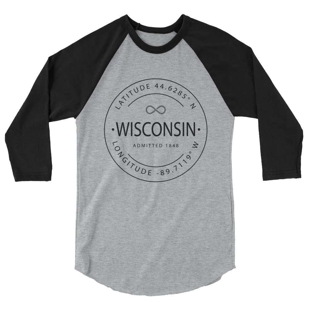 Wisconsin - 3/4 Sleeve Raglan Shirt - Latitude & Longitude