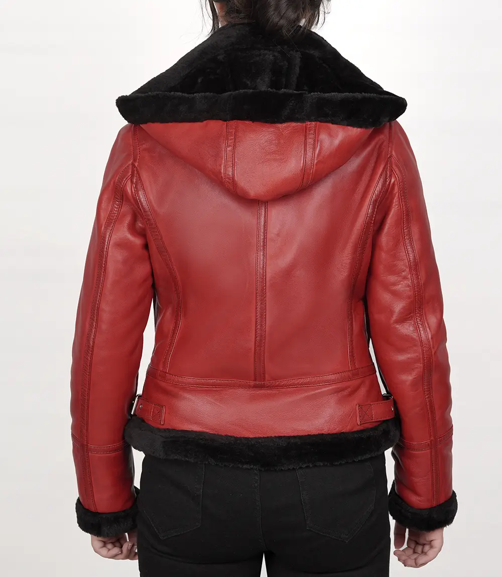 Women's Red B3 Aviator Bomber Leather Jacket