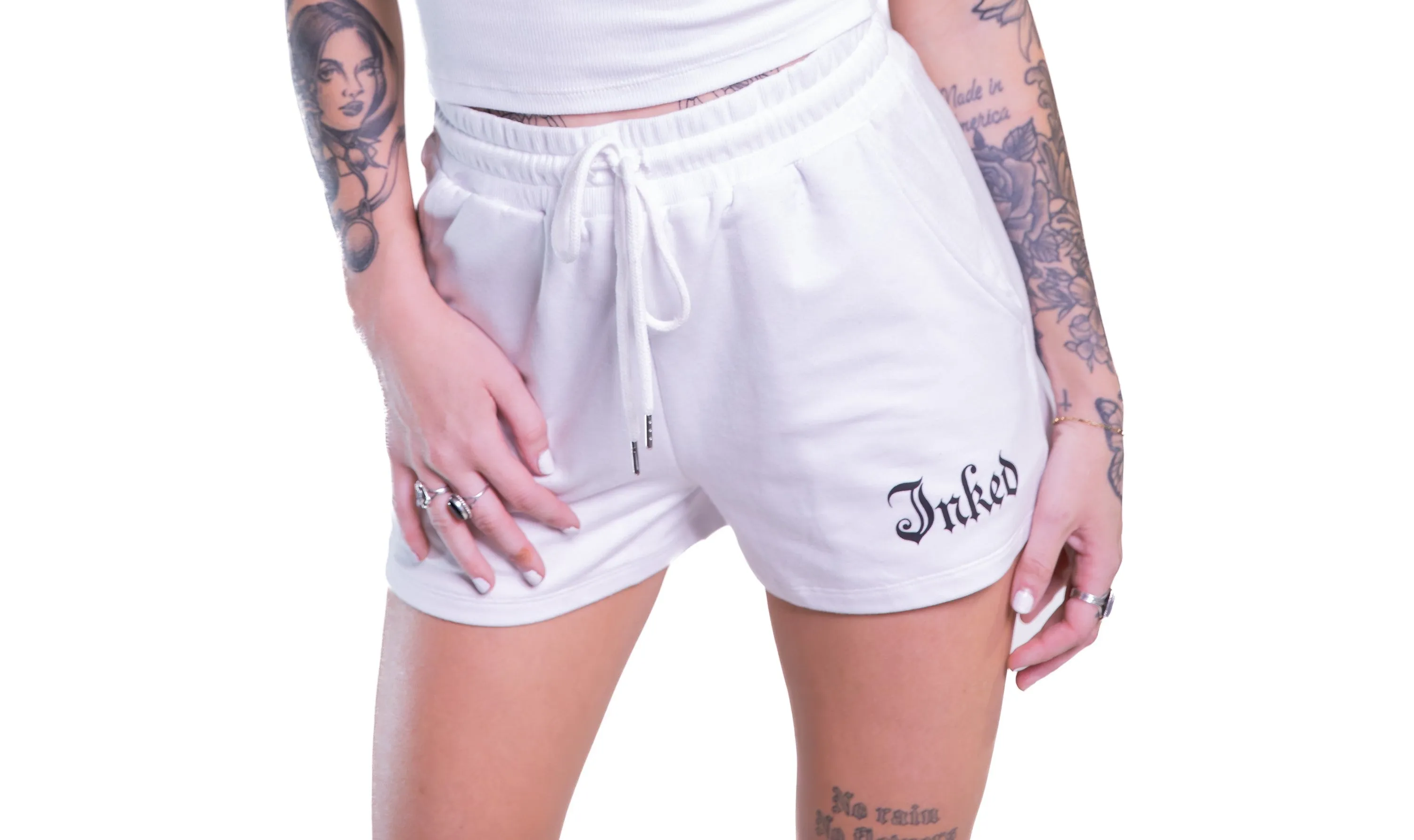 Women's Inked Logo Sweat Shorts - White