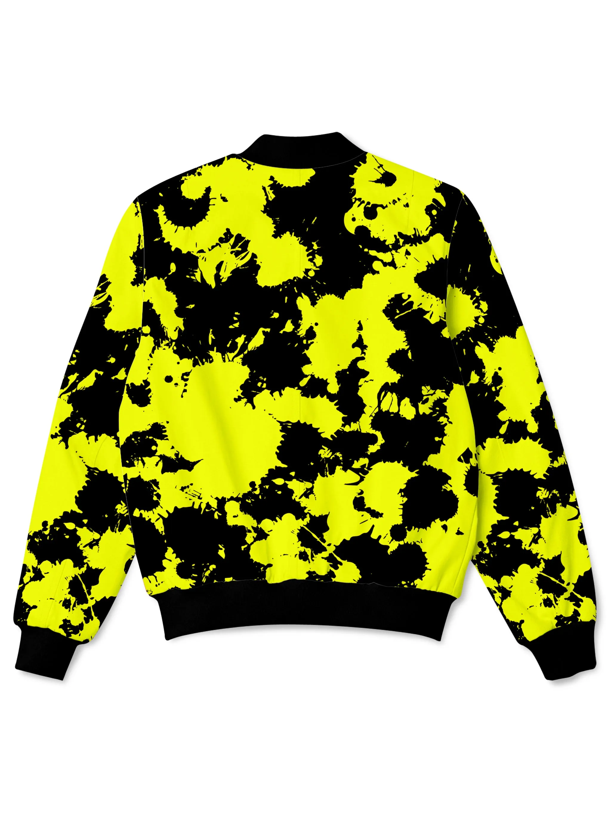 Yellow and Black Paint Splatter Bomber Jacket